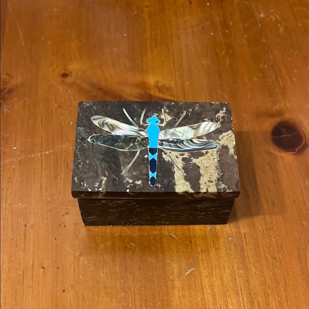 Marble Box with Dragonfly Inlay Vintage